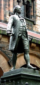 My favorite among New York's four Alexander Hamilton sculptures is by William Ordway Partridge, dedicated 1893. It's at 287 Convent Ave. at 141st St., where Hamilton's home, The Grange, used to stand. The Grange is now around the corner and down the hill, in St. Nicholas Park (414 W. 141st St.). Photo (c) Dianne L. Durante.