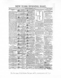 First issue of the New York Post, 1801.