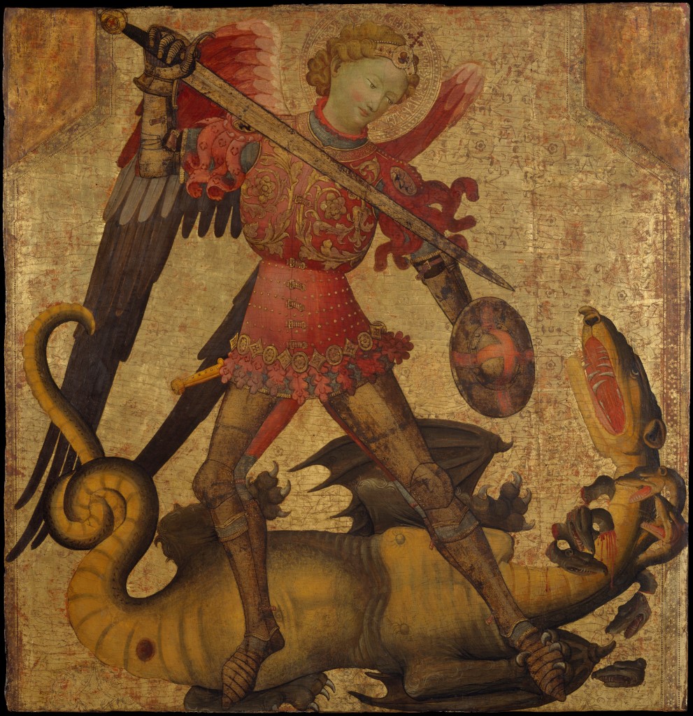 St. Michael Slaying the Dragon, ca. 1405, by a Spanish (Valencian) painter working in Italy. Metropolitan Museum of Art, Rogers Fund, 1912. Photo: MetMuseum.org