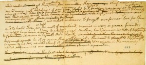 Earliest known draft of the Declaration of Independence, June 1776, in Jefferson's handwriting with suggestions / corrections by the Committee of Five. Photo: Library of Congress via Wikipedia