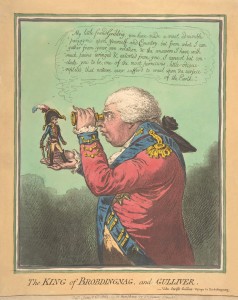 King George III and Napoleon, 1803 cartoon by James Gillray. Image: Wikipedia. The King says, "