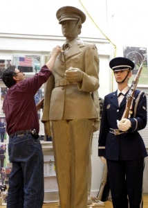 Sculpting the Air Force Memorial, with model at right. Photo (c) Zenos Frudakis.