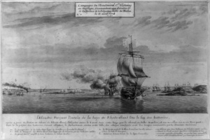 French fleet under d'Estaing approaching Newport, Rhode Island, 1778