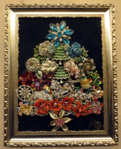 Fantastic bejeweled Christmas tree, about 12 inches tall. Bergdorf's, top floor.