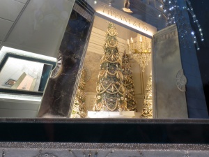 Tiffany's entrance, as shown in one of Tiffany's windows. 