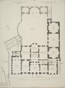 Floor plan of (part of?) Lansdowne House. Dining room is at lower left. Image: Wikipedia